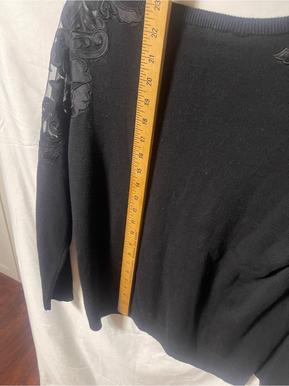 INC black sweater sheer floral appliqué - Picture 12 of 15